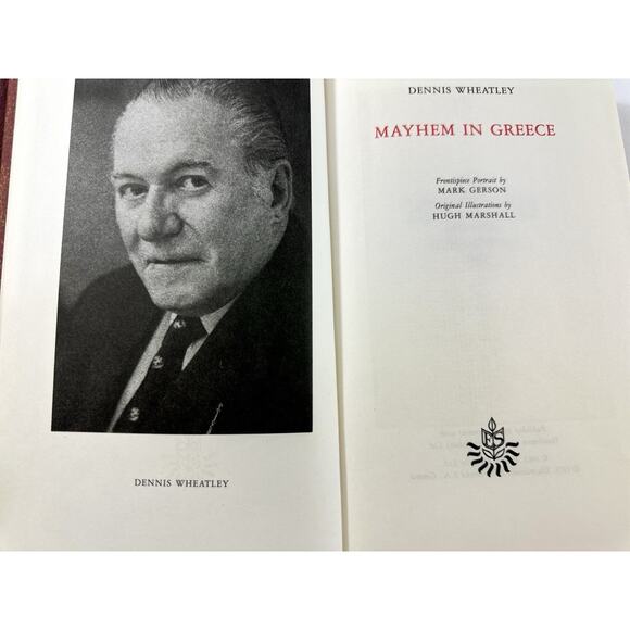 Dennis Wheatley Mayhem in Greece 1973 Heron Edito-Service Red Gilt Book 8x4.75” - Picture 6 of 8